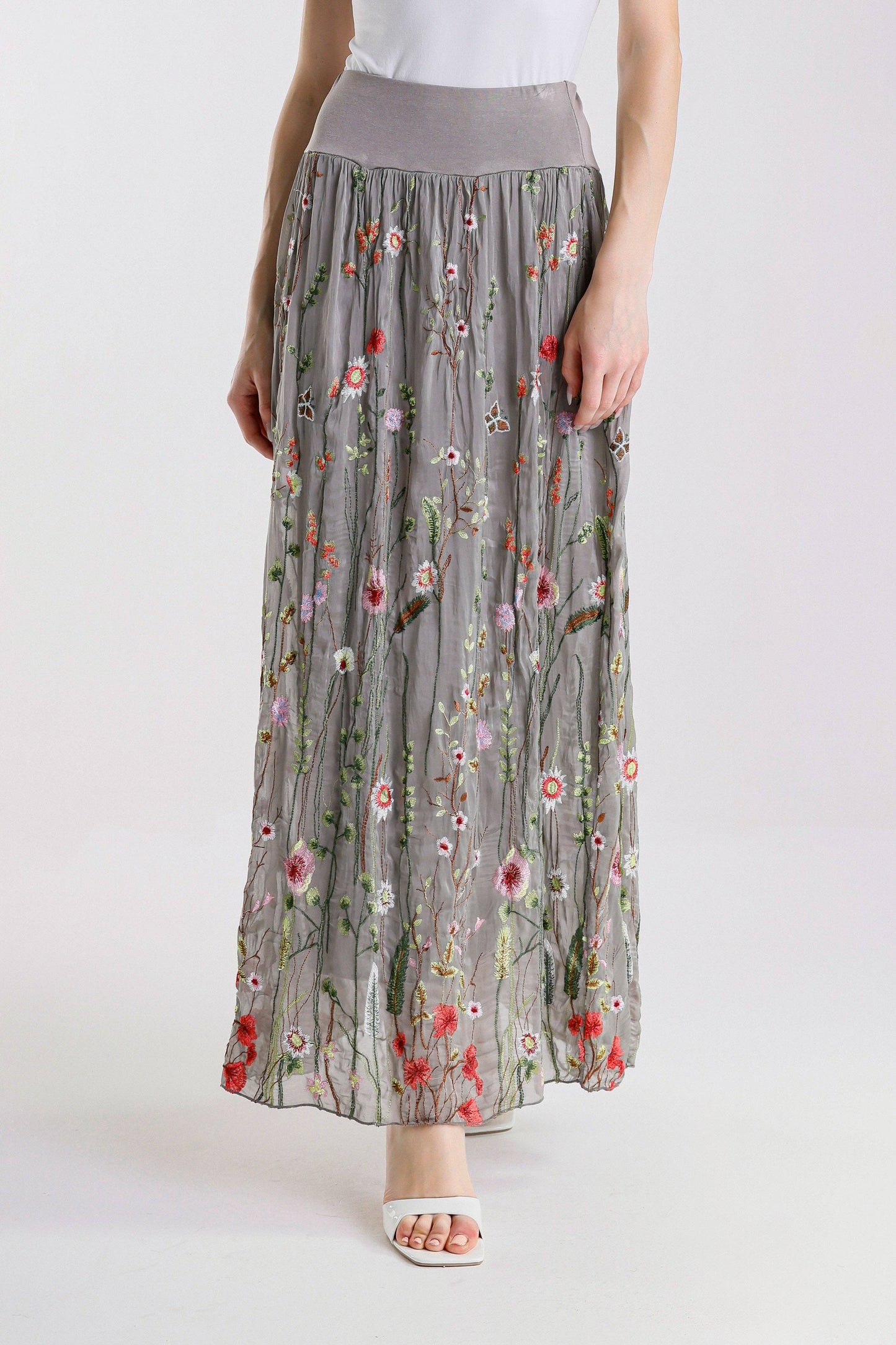 TINA Stephens Italy/Tees By Tina - Sable Garden Silk Skirt (SL202G)