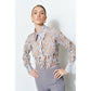 INA - Luxe Satin Contrast Collar Lace Button Down Blouse