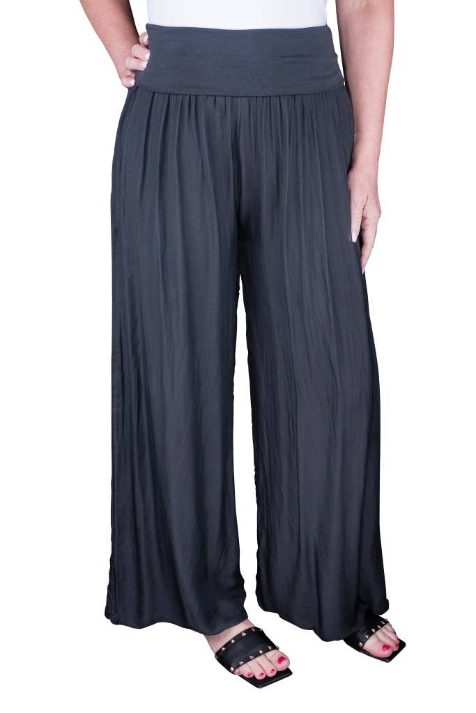 TINA Stephens Italy/Tees By Tina - Mercedes Foldover Waist Silk Pant (PL203): 316 Olive / One Size