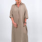 TINA Stephens Italy/Tees By Tina - Fernanda Open Collar Linen Dress (DQ107)