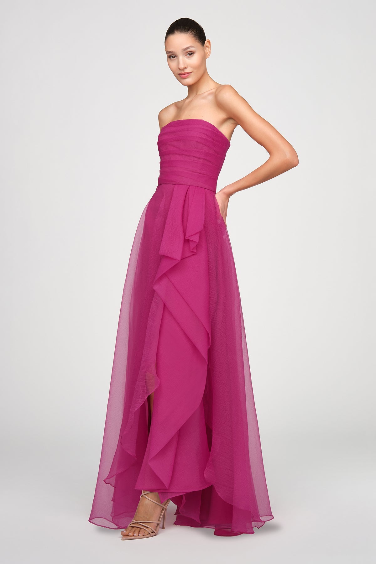Theia Couture Teresa Strapless Draped Gown