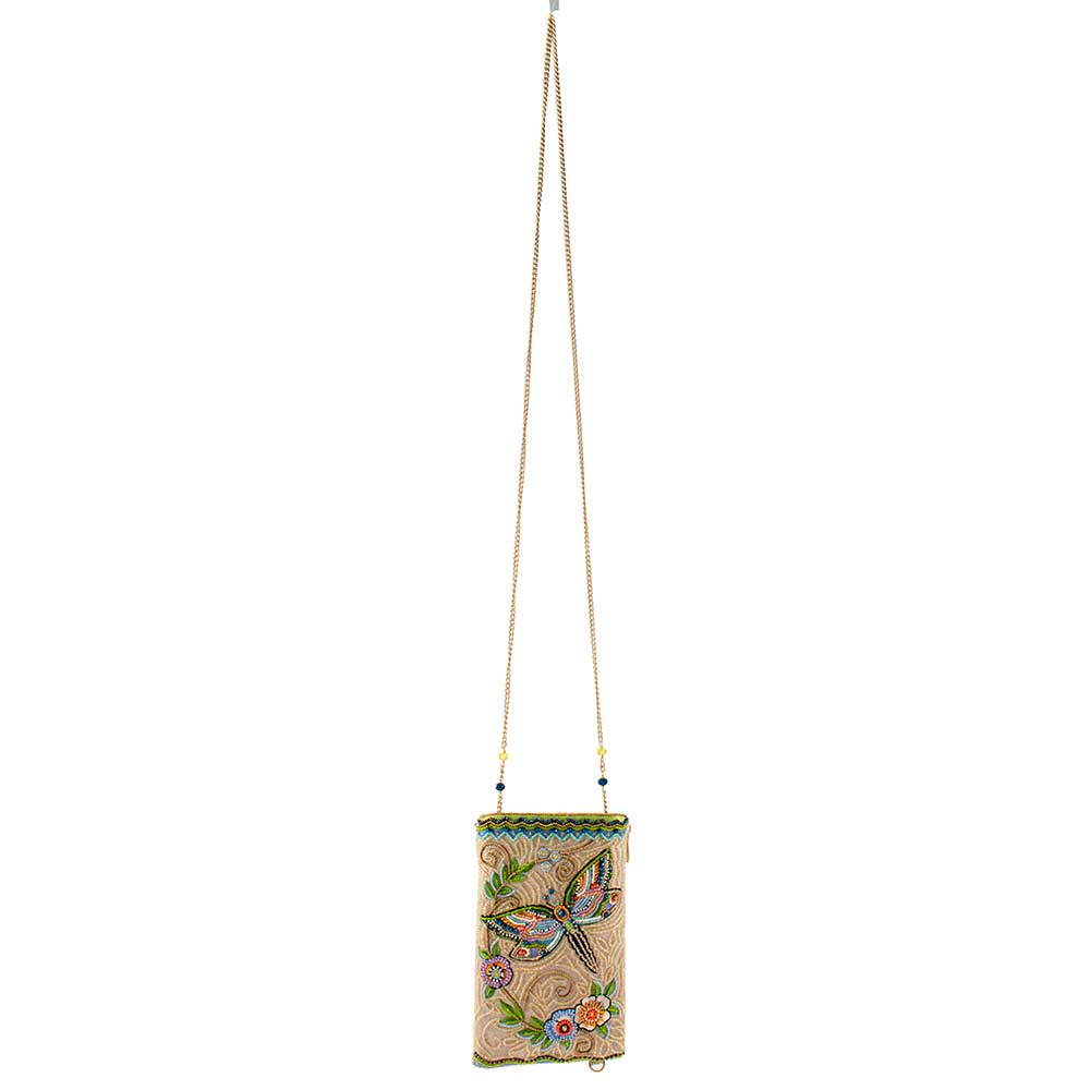 Mary Frances Accessories - Soaring Spirit Beaded Dragonfly and Floral Crossbody Bag