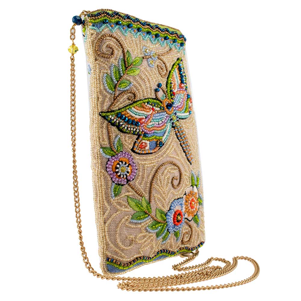Mary Frances Accessories - Soaring Spirit Beaded Dragonfly and Floral Crossbody Bag