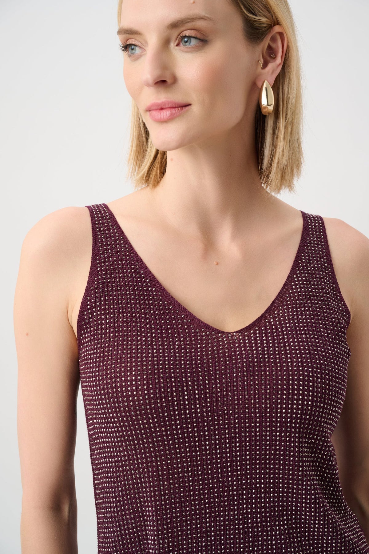 Joseph Ribkoff Metallic Knitted Camisole with Rhinestones