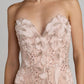Mac Duggal Pink Embellished Lace Strapless Sweetheart Gown