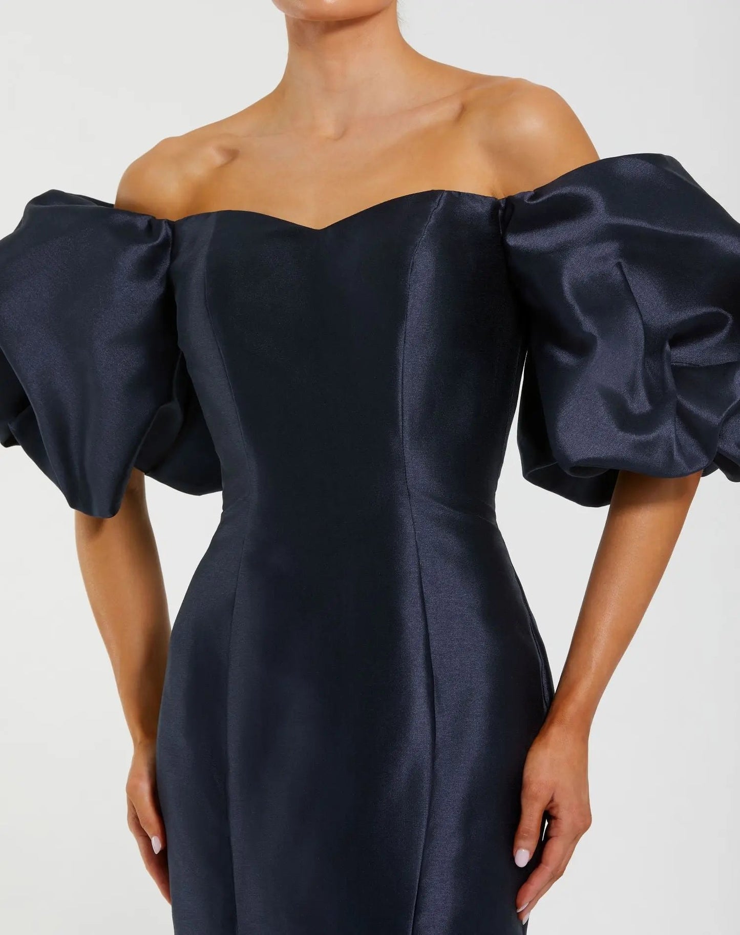 Mac Duggal Black Sweetheart Off The Shoulder Puff Sleeve Gown