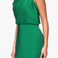 Betsy & Adam COLETTE SATIN ROUCHED TRIM FLOOR LENGTH DRESS