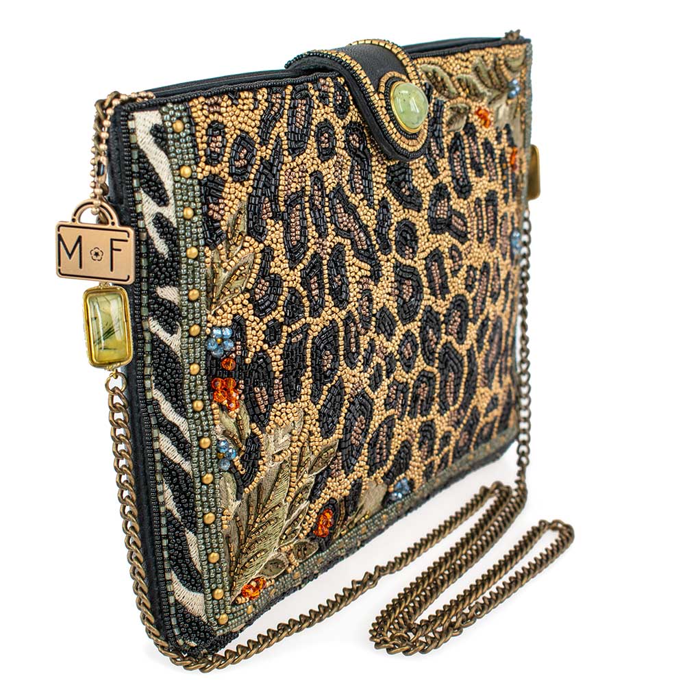 Mary Francis Untamed Beaded Animal Print Crossbody Handbag