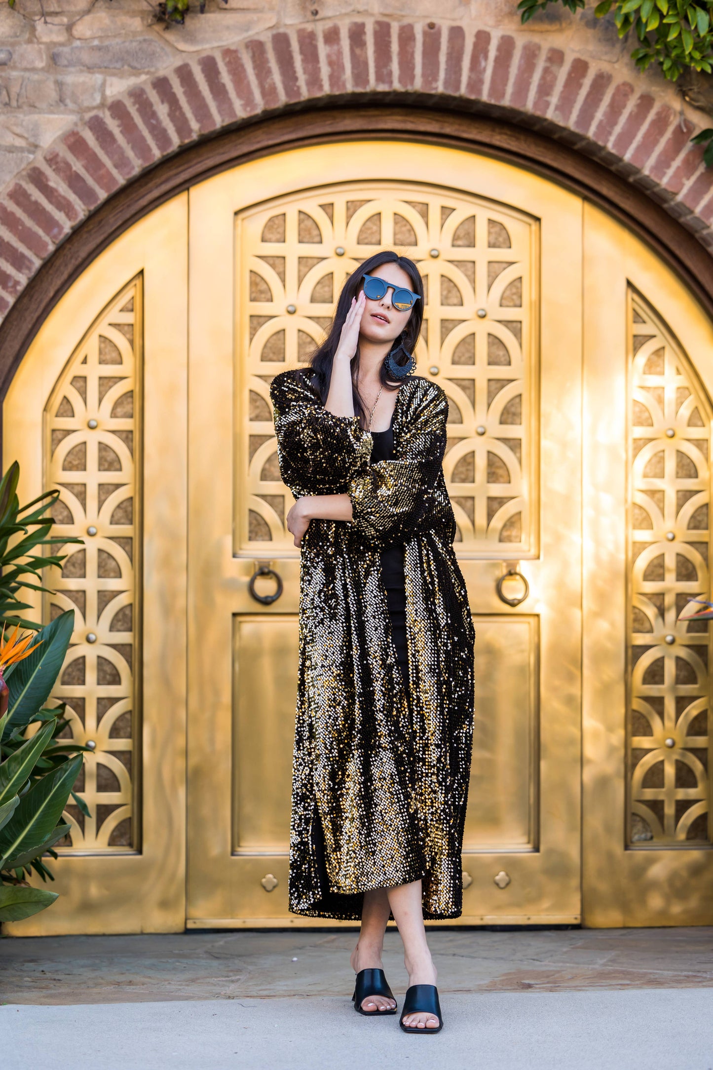 Jennafer Grace Gold Sequin Cocoon Jacket