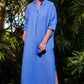 TINA Stephens Italy/Tees By Tina - Fernanda Open Collar Linen Dress (DQ107)