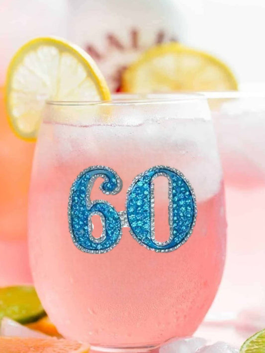 60th Birthday Jeweled Stemless Wine Glass