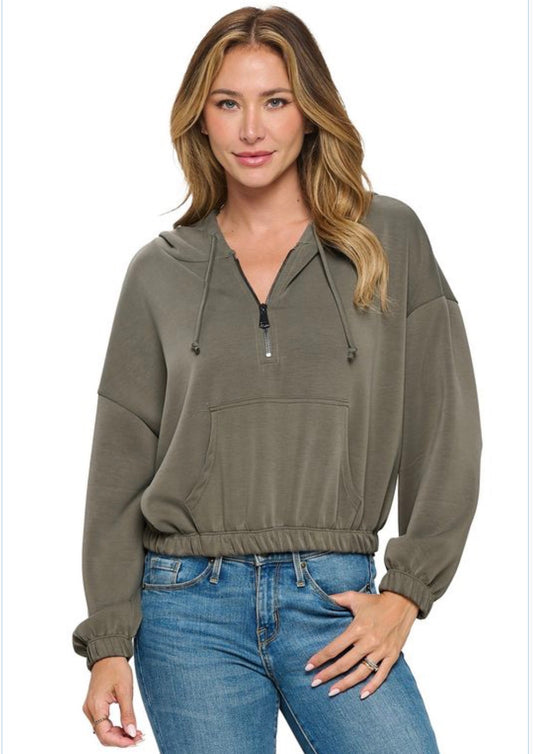Ariella Cropped Hoodie w Zipper