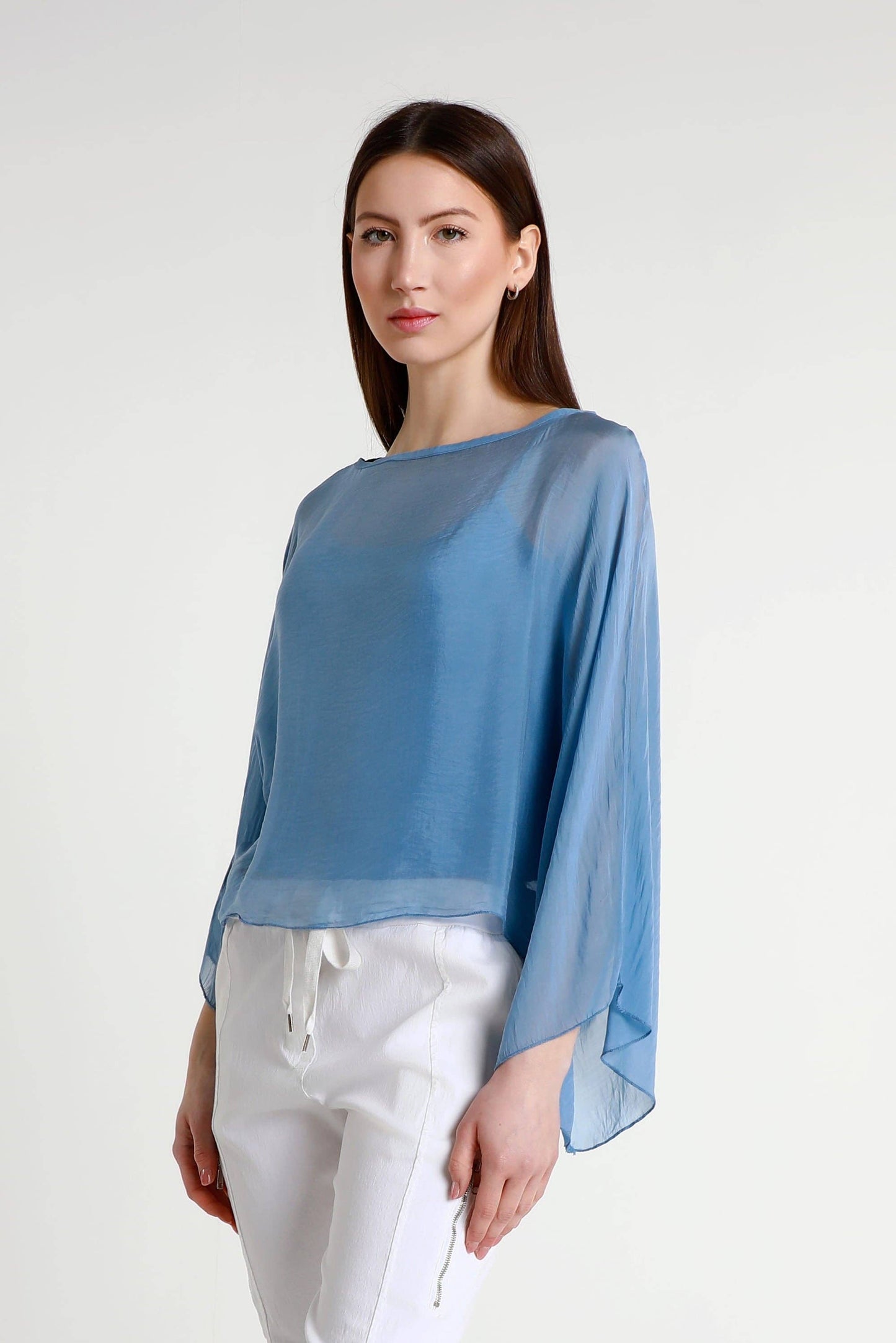TINA Stephens Italy/Tees By Tina - Sofita 3/4 Sleeve Cropped Silk Kaftan (BQ200)