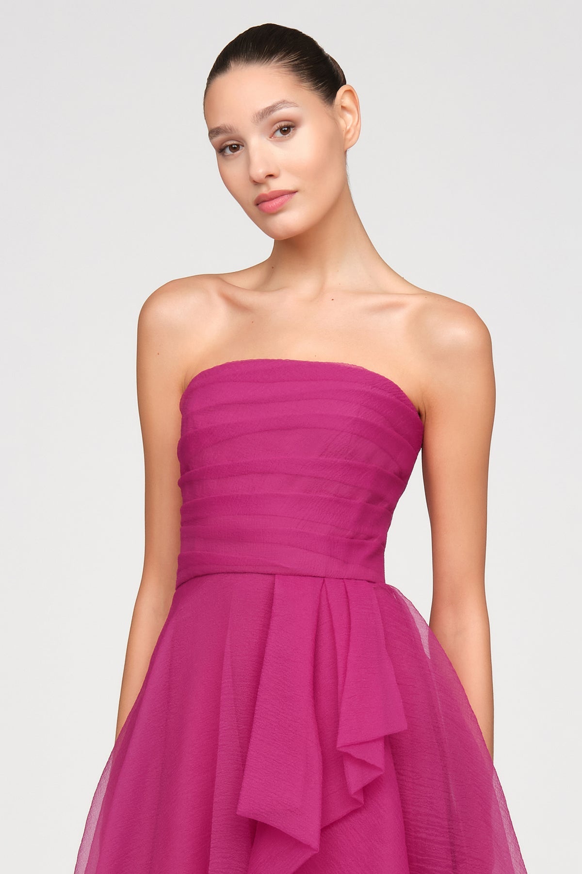 Theia Couture Teresa Strapless Draped Gown