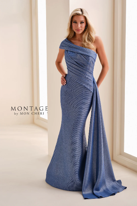 MON CHERI Montage Sculpted One Shoulder Mermaid Gown