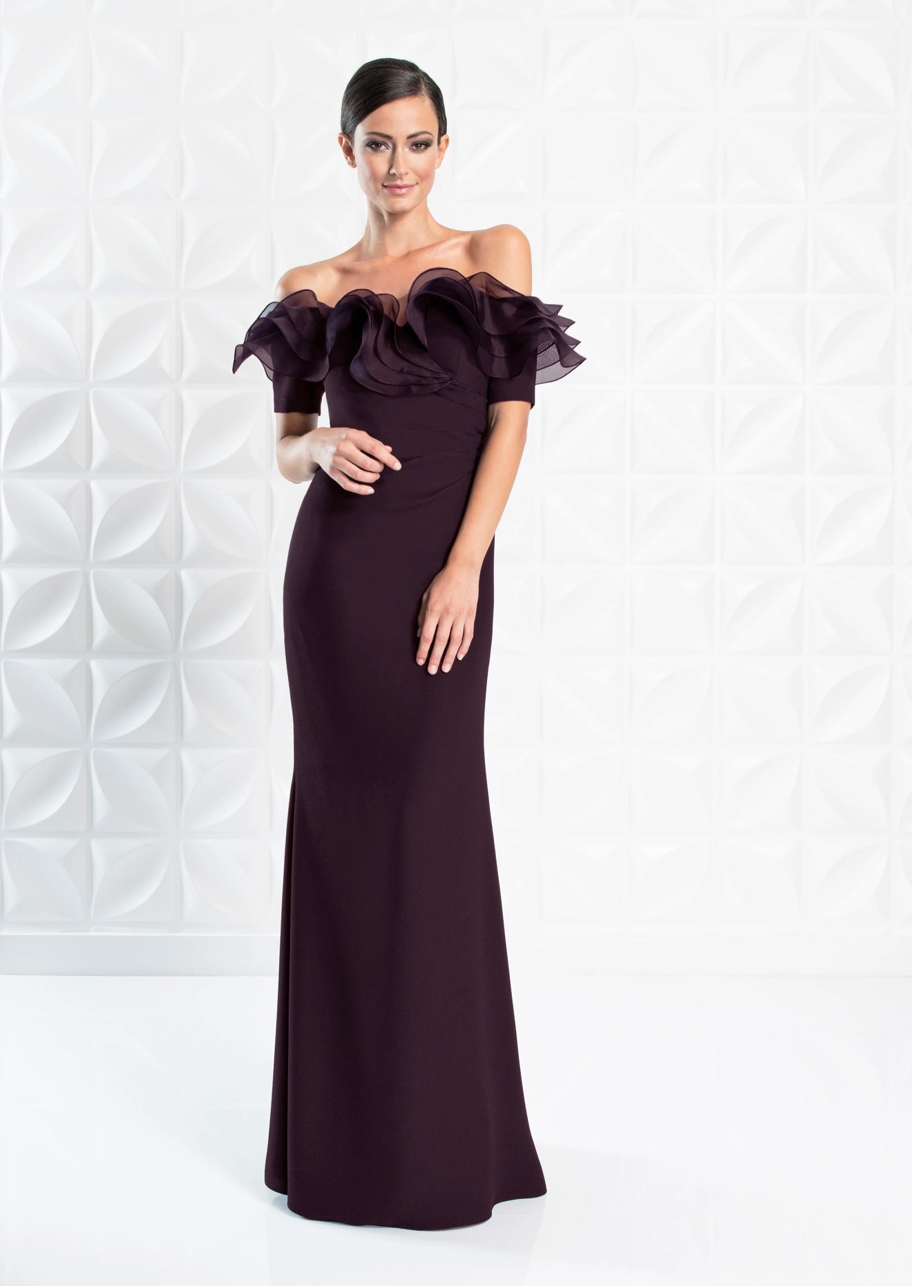 Alexander by Daymor Couture Ruffled Off Shoulder Sheath Dress