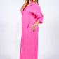 TINA Stephens Italy/Tees By Tina - Fernanda Open Collar Linen Dress (DQ107)