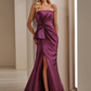 Cameron Blake Ruched Strapless Mermaid Gown with Slit