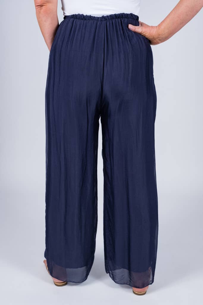 TINA Stephens Italy/Tees By Tina - Roxy Silk Straight Leg Pant (PL212)