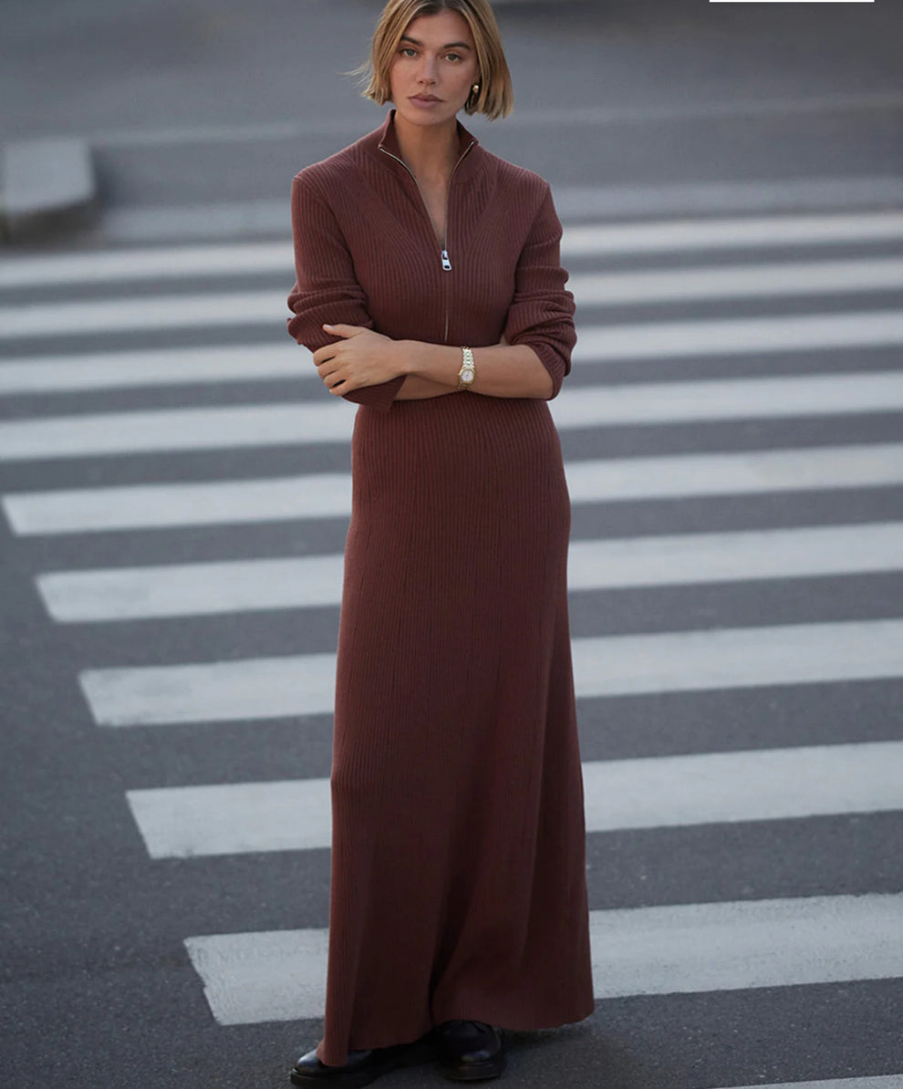 varley knit dress Varley Burnet Zip Knit Maxi Dress – Judees