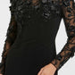 Mac Duggal  Long Sleeve Floral Embellished Column Gown