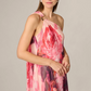 Adrianna Papell One Shoulder Peony Floral Chiffon Scarf Gown In Pink Multi