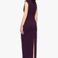 Betsy & Adam Katalina Scuba Crepe Cap Sleeve Mock Neck Floor Length Dress