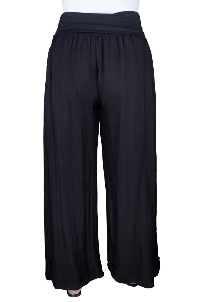TINA Stephens Italy/Tees By Tina - Mercedes Foldover Waist Silk Pant (PL203): 150 Pearl / One Size
