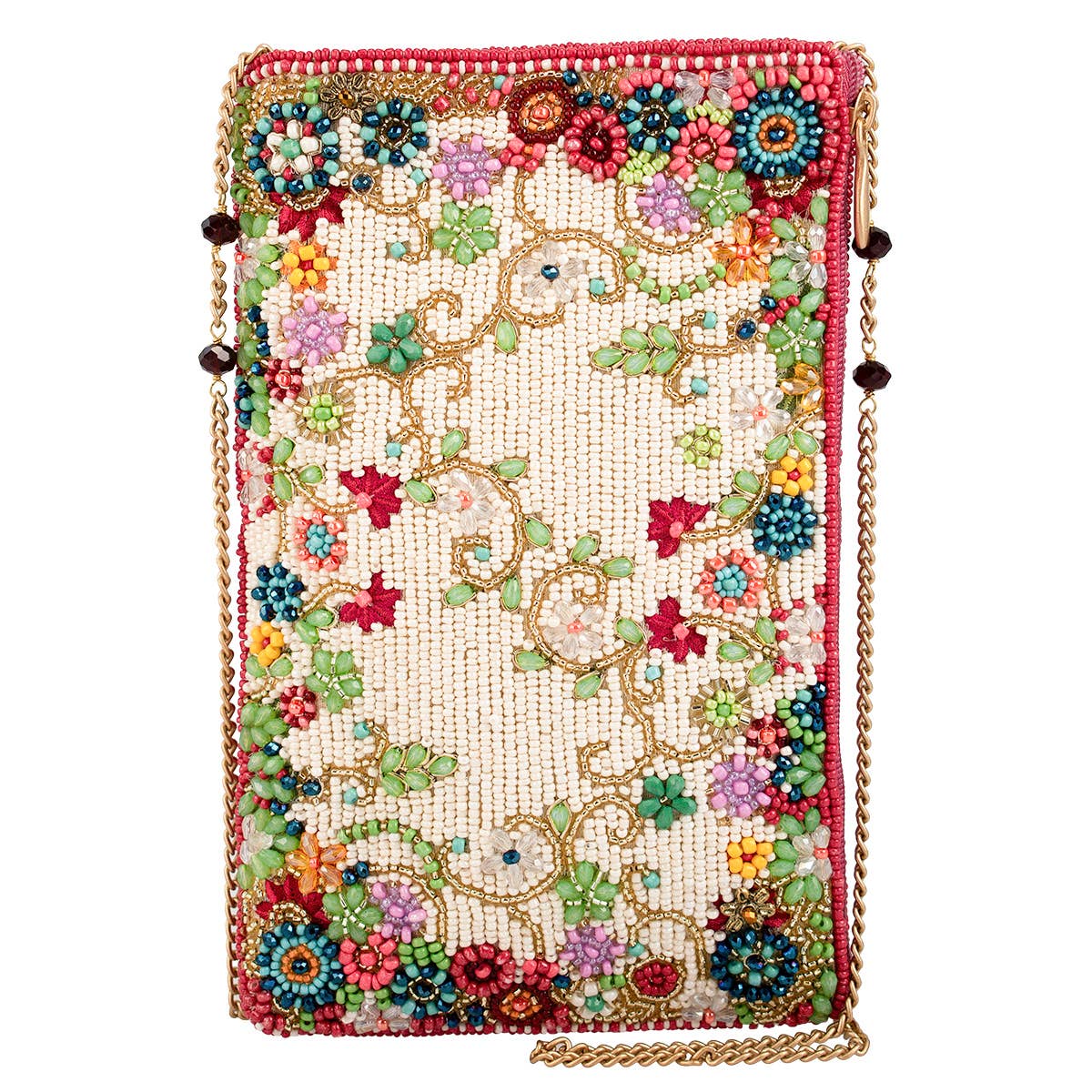 Mary Frances Accessories - Meadow Ditsy Floral Multi Color Beaded Crossbody Phone Bag