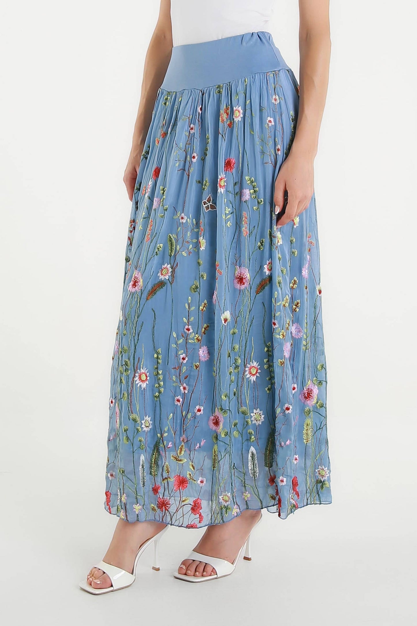 TINA Stephens Italy/Tees By Tina - Sable Garden Silk Skirt (SL202G)