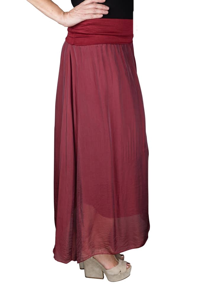 TINA Stephens Italy/Tees By Tina - Brenda Silk Foldover Waist Skirt (SL204)