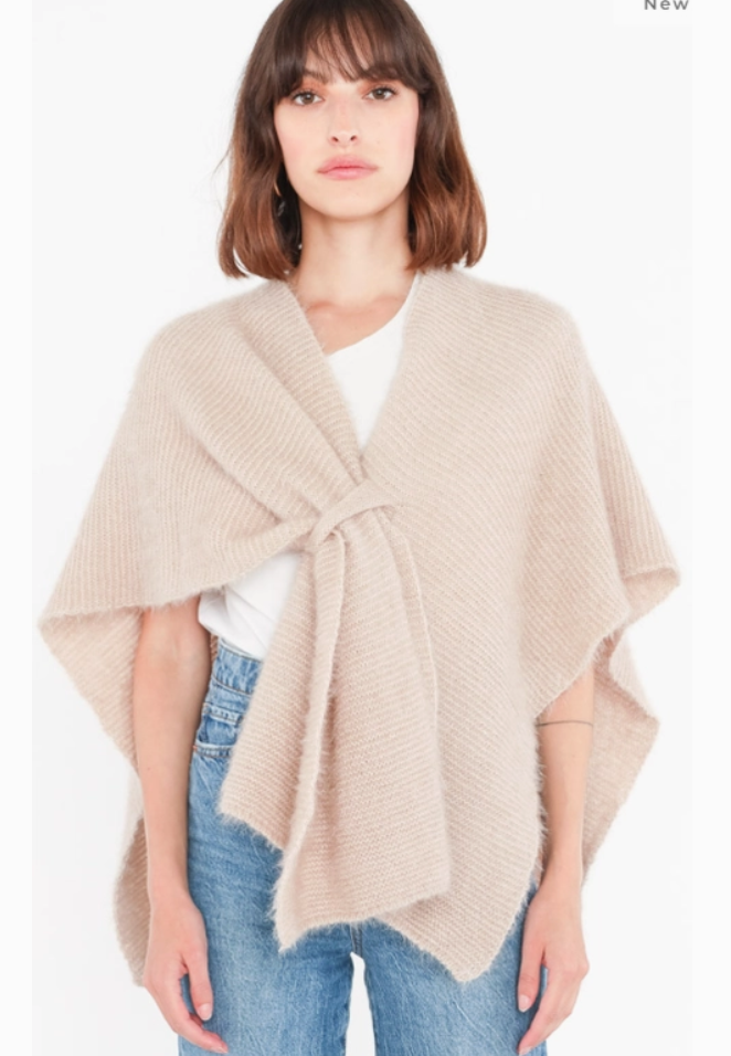 22234B Italian Knit Cozy Warm Poncho with Loop LOOWIE