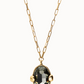 UNO DE 50 Long necklace with gray oval faceted crystal