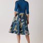 Teri Jon Taffeta Shirt Dress With Metallic Jacquard Skirt