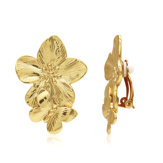 KARINE SULTAN - Bloom Clip On Earrings - 24k Gold Plated