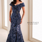Montage off Shoulder Organza Chiffon Gown with Train