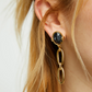 UNO DE 50 Drop earrings with faceted black crystal and links