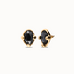 UNO DE 50 Studs with black oval faceted crystals