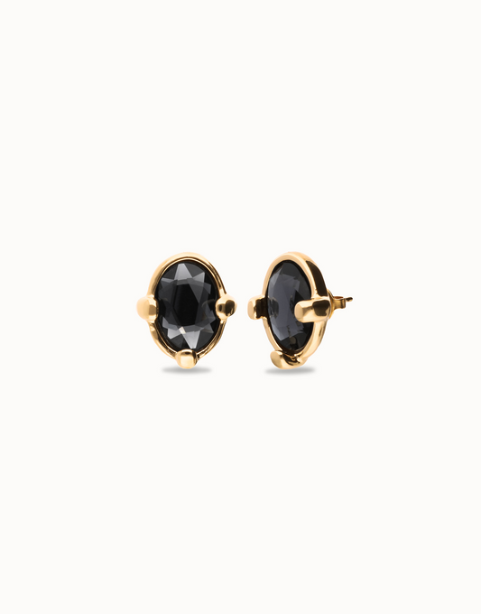 UNO DE 50 Studs with black oval faceted crystals
