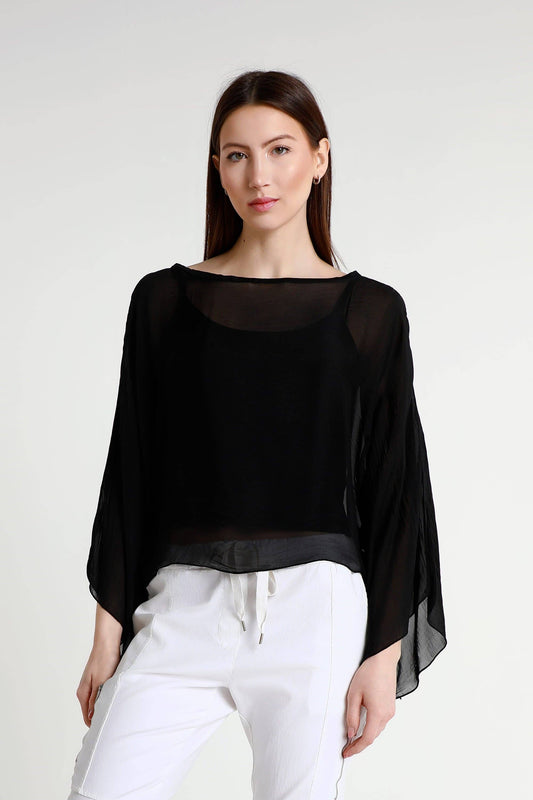 TINA Stephens Italy/Tees By Tina - Sofita 3/4 Sleeve Cropped Silk Kaftan (BQ200)