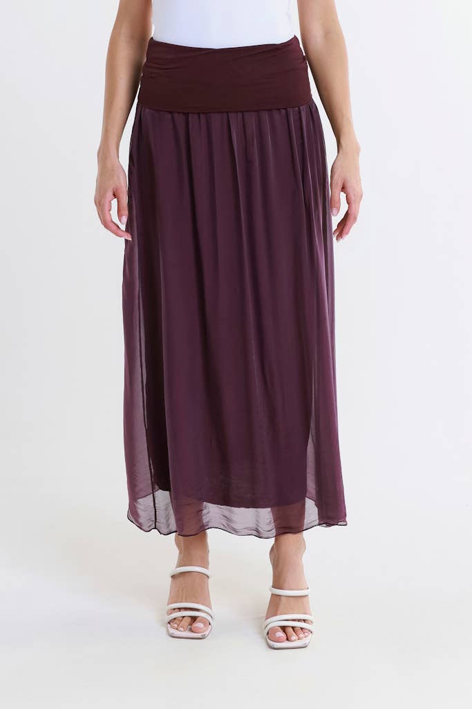 TINA Stephens Italy/Tees By Tina - Brenda Silk Foldover Waist Skirt (SL204)