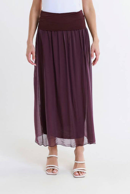 TINA Stephens Italy/Tees By Tina - Brenda Silk Foldover Waist Skirt (SL204)