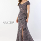 Montage off Shoulder Organza Chiffon Gown with Train