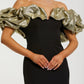 Ieena for Mac Duggal Black Mermaid Gown With Off The Shoulder Ruffle Detail