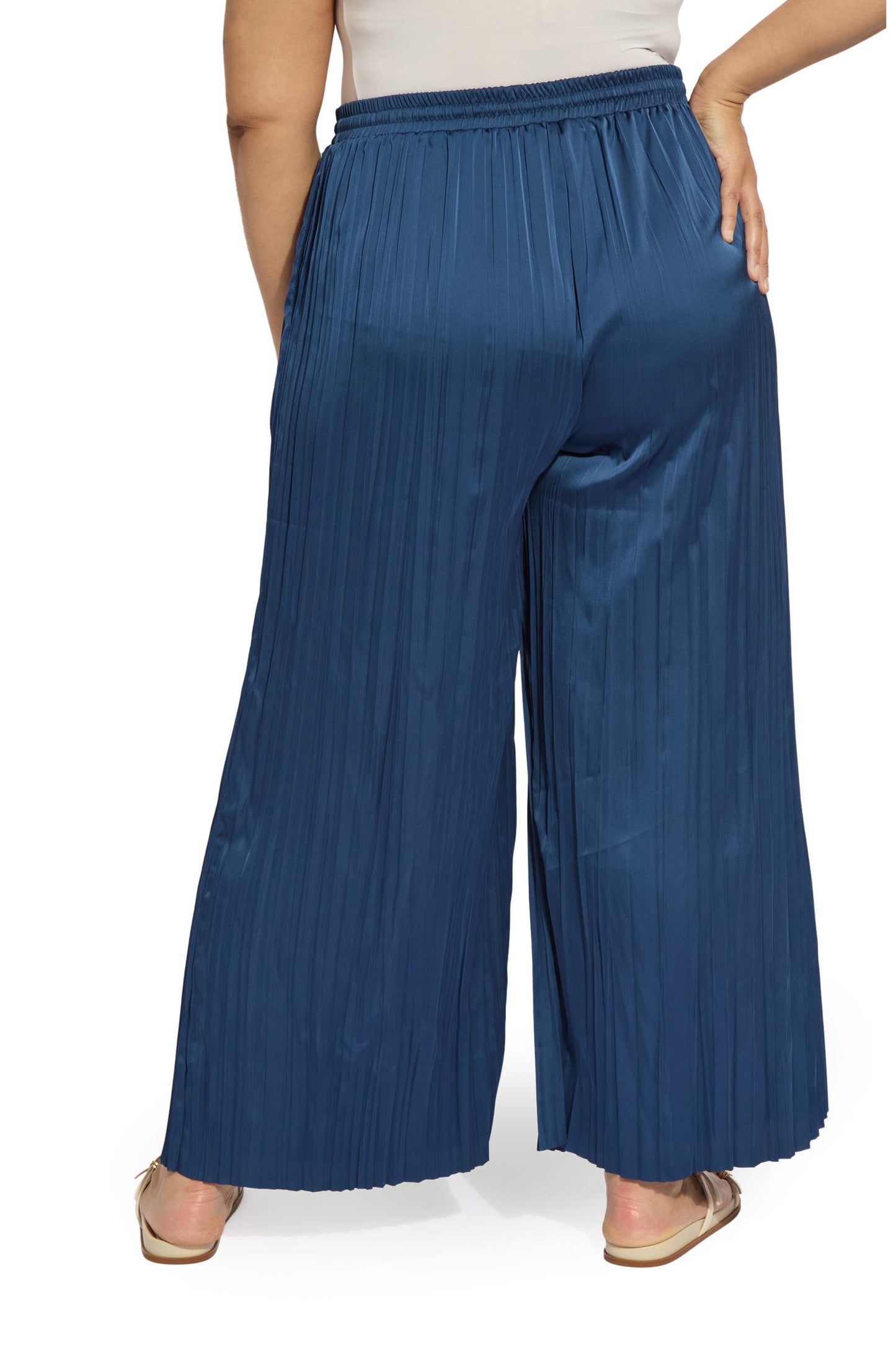 LYSSE Packable Pleated Wide Leg Satin Pants
