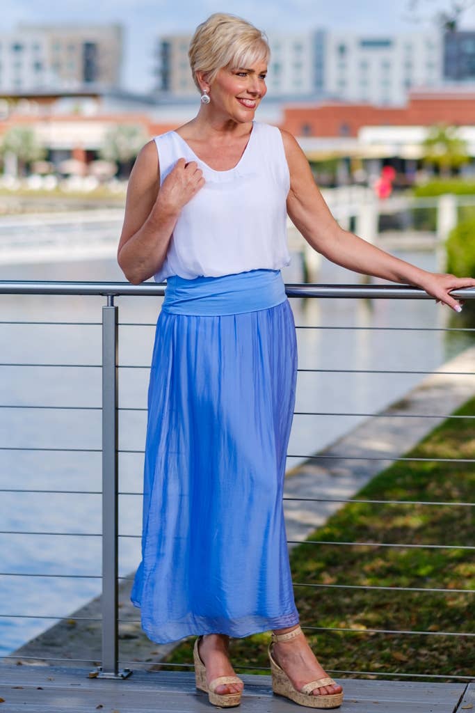 TINA Stephens Italy/Tees By Tina - Brenda Silk Foldover Waist Skirt (SL204)