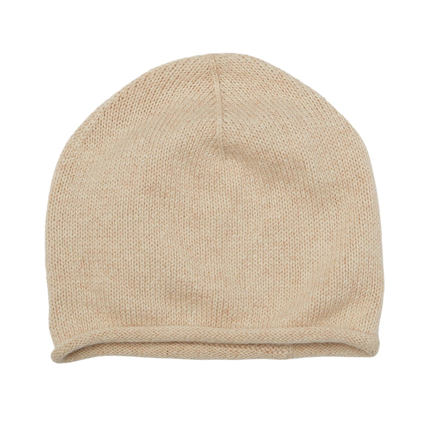 Plain Knit Beanie Cashmere - Cream Lurex