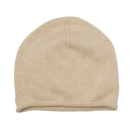 Plain Knit Beanie Cashmere - Cream Lurex