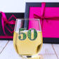 50th Birthday Jeweled Stemless Wine Glass
