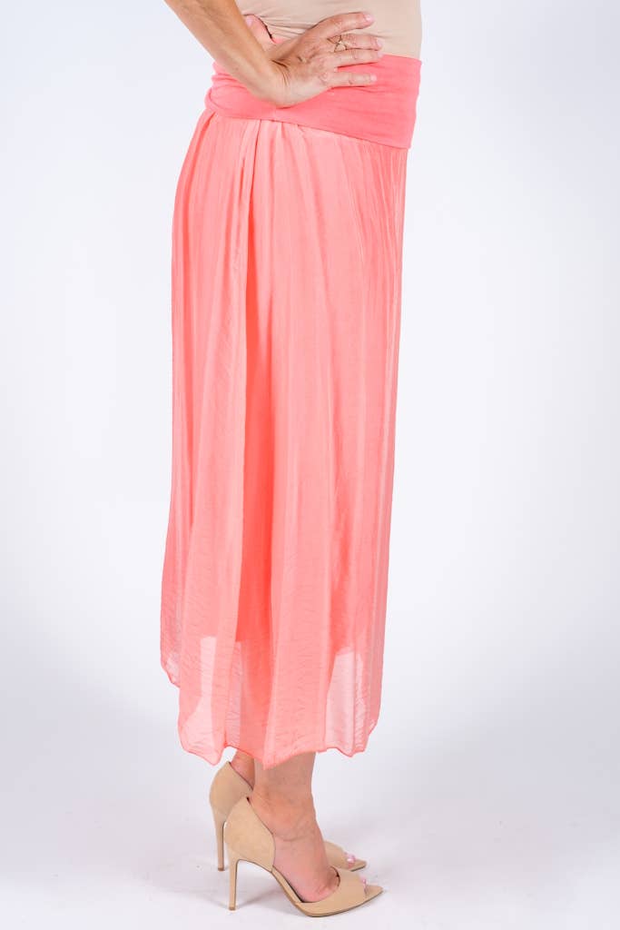 TINA Stephens Italy/Tees By Tina - Brenda Silk Foldover Waist Skirt (SL204)